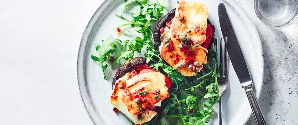HALLOUMI-STUFFED GARLIC MUSHROOMS