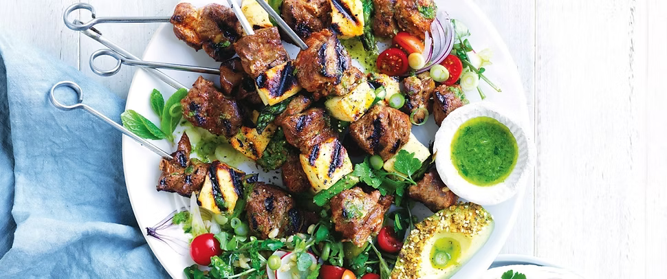 Lamb, Mint and Halloumi Kebabs